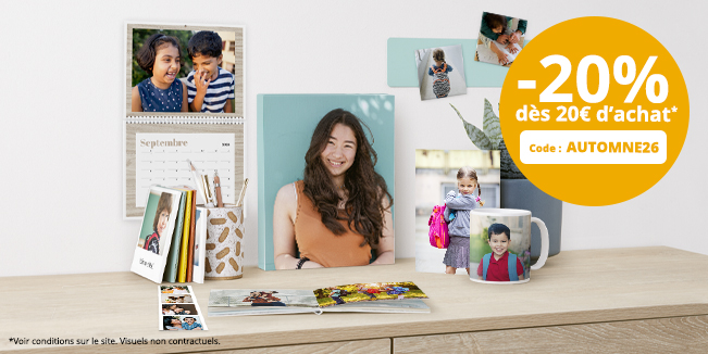 Objets et cadeaux photo, mugs, tirages, calendrier, bandes photo, photo sur toile et magnets photo pour l'automne et la rentrée des classes></picture>
</div>
<div class=